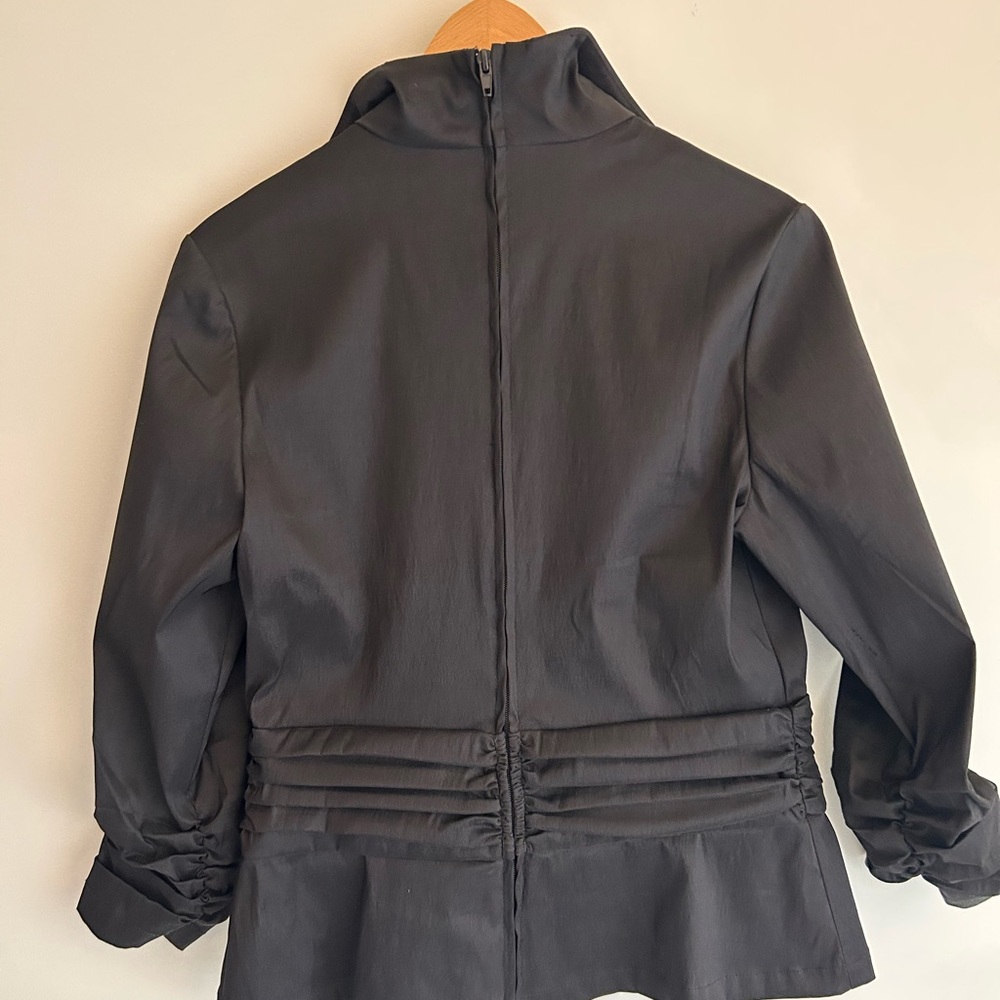 Tadashi Black Wrap Blouse with Bow - Picture 2 of 7